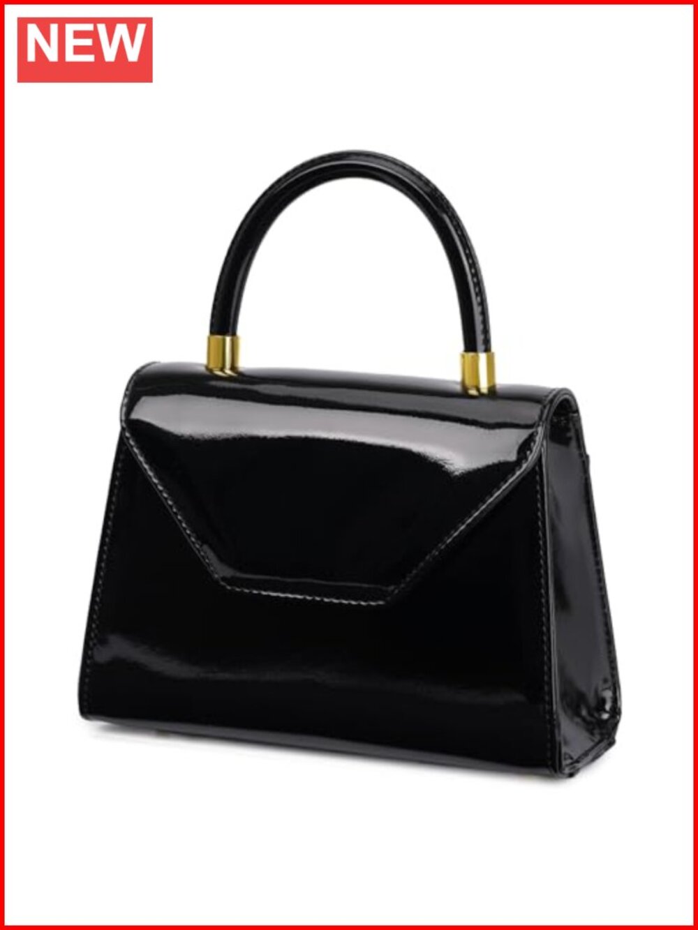 Faux Patent Leather Top Handle Satchel Evening Bag Clutch Purse